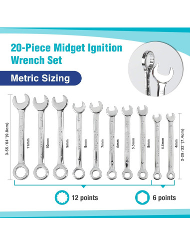 Juego de Llaves Combinadas DURATECH 20 Piezas Métrico 4-11mm