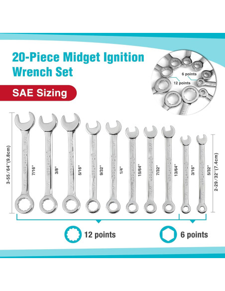 Juego de Llaves Combinadas DURATECH 20 Piezas Métrico 4-11mm