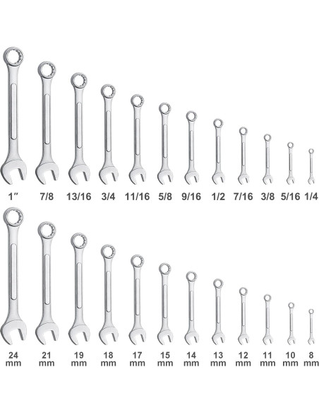 Juego de Llaves Combinadas EFFICERE 24 Piezas Métricas y SAE