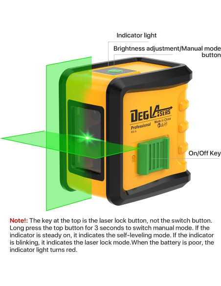 Nivel láser autocompensante DegLasers línea cruzada verde