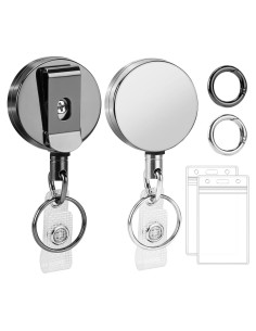 Paquete de 2 Portacarnets Retráctiles Maileto Negro y Plata