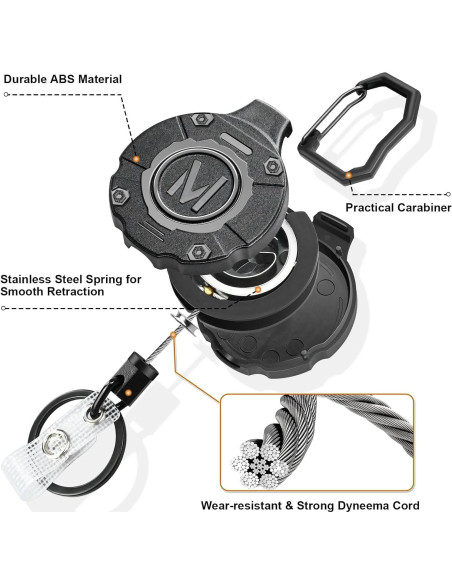 Porta Credencial Retráctil Maileto con Mosquetón 80 cm