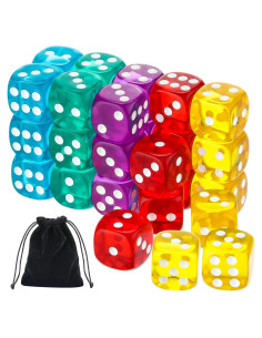 Dados de Juego TecUnite 30 Piezas 14 mm 5 Colores con Bolsa