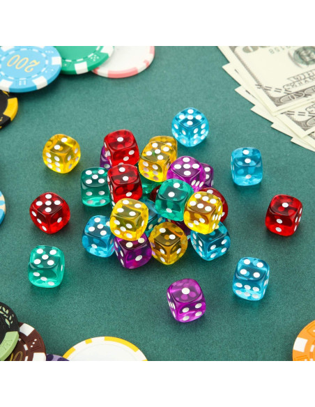 Dados de Juego TecUnite 30 Piezas 14 mm 5 Colores con Bolsa