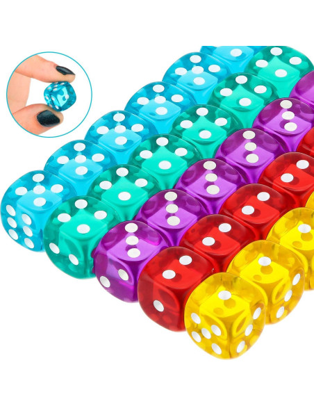 Dados de Juego TecUnite 30 Piezas 14 mm 5 Colores con Bolsa