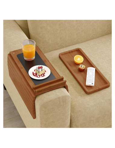 Mesa de brazo de sofá Tshiwort de bambú, plegable y antideslizante