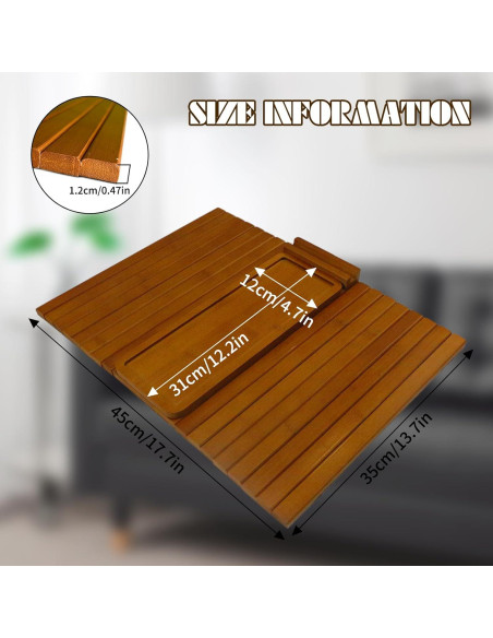 Mesa de brazo de sofá Tshiwort de bambú, plegable y antideslizante