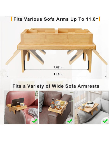 Soporte para Taza de Sofá Bestjing 2 en 1 Bambú Antideslizante