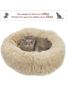 Cama Redonda para Gatos Qucey 58 cm Lavable Antiestrés 2