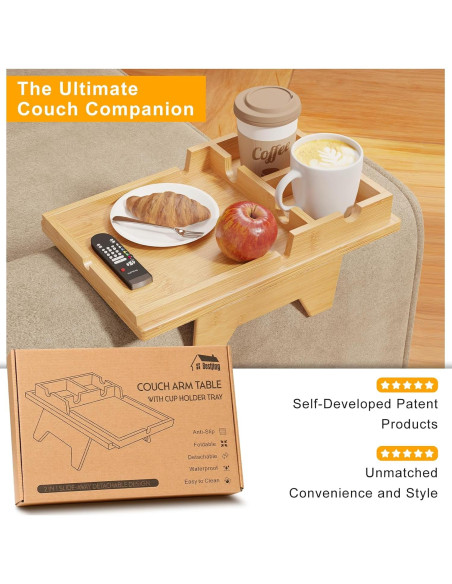 Soporte para Taza de Sofá Bestjing 2 en 1 Bambú Antideslizante