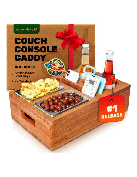 Bandeja para Sofá COZY HEROES de Bambú - Soporte para Bebidas