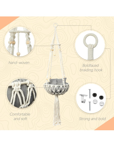 Hamaca de Macramé para Gato Juexica 101,6 x 30,5 cm