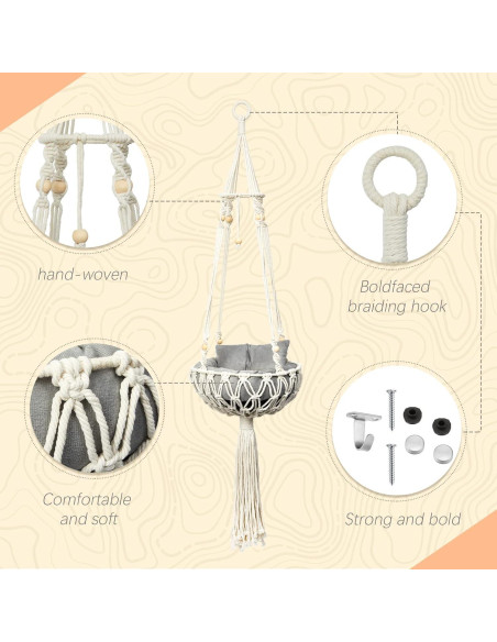 Hamaca de Macramé para Gato Juexica 101,6 x 30,5 cm