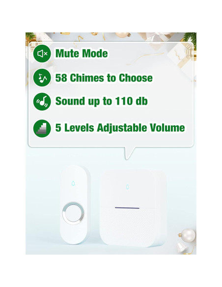 Timbre Inalámbrico AIDA IP55 300m 58 Melodías 110dB