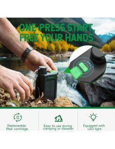 Filtro de Agua Portátil Greeshow GS-2811 - Solar y USB 2
