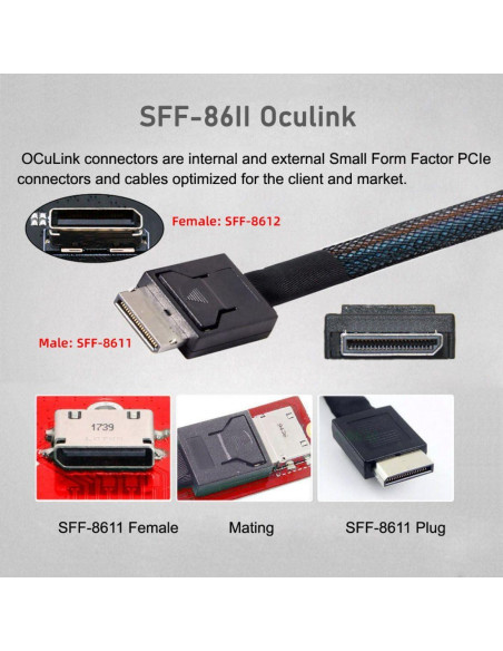 Cable OCuLink SFF-8611 50cm CY PCIe 4.0 Macho a Macho
