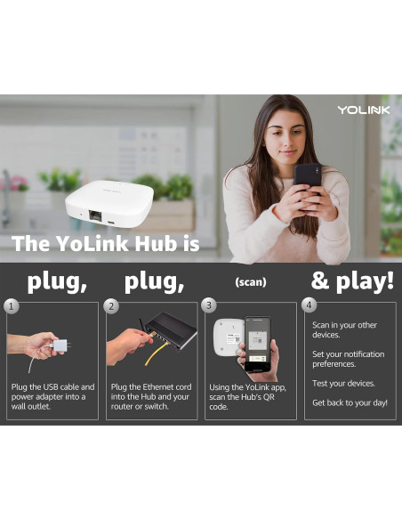 Kit de Inicio Hogar Inteligente YoLink 2 Enchufes y Hub
