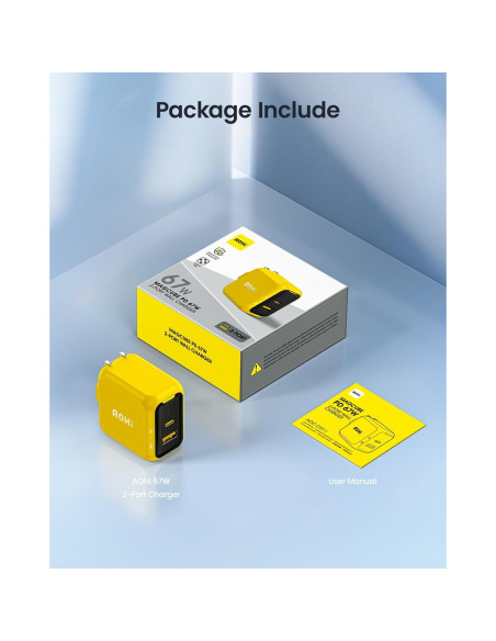 Cargador USB C AOHI 67W Rápido Compacto para MacBook y iPhone