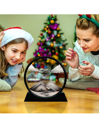 Aoderun Imagen de Arena en Movimiento Redonda 3D 18x20 cm Negro