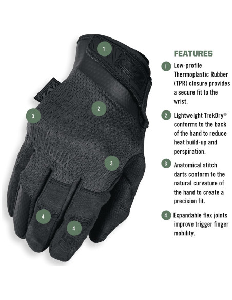 Guantes Mechanix Wear X-Large Negros 0.5mm Tácticos