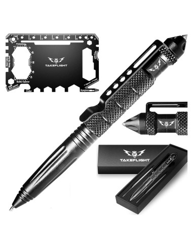 Bolígrafo Táctico TF TAKEFLIGHT - EDC Supervivencia Negro