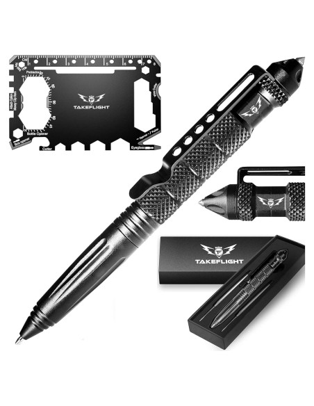 Bolígrafo Táctico TF TAKEFLIGHT - EDC Supervivencia Negro