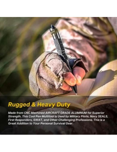 Bolígrafo Táctico TF TAKEFLIGHT - EDC Supervivencia Negro