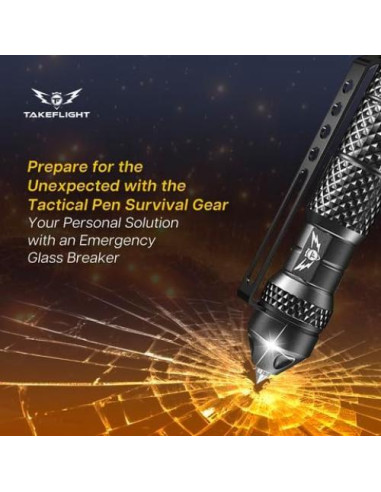 Bolígrafo Táctico TF TAKEFLIGHT - EDC Supervivencia Negro