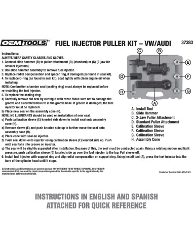 Kit Extractor de Inyectores VW/Audi OEMTOOLS 37383