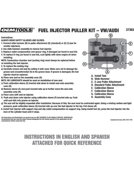 Kit Extractor de Inyectores VW/Audi OEMTOOLS 37383