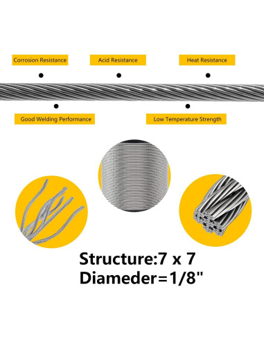 Cable de Acero Inoxidable T316 60,96m con Cortador RECTOO