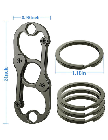 Llave Carabinero Yebongda con 4 Anillos y Abridor de Botellas