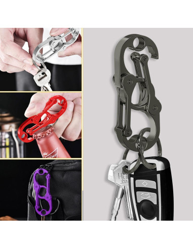 Llave Carabinero Yebongda con 4 Anillos y Abridor de Botellas