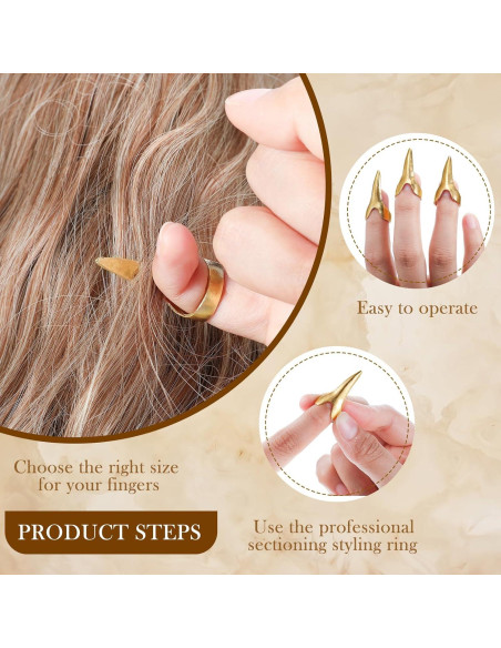 Anillos de Sección de Cabello Metal Jadive 6 Piezas Dorado y Plateado
