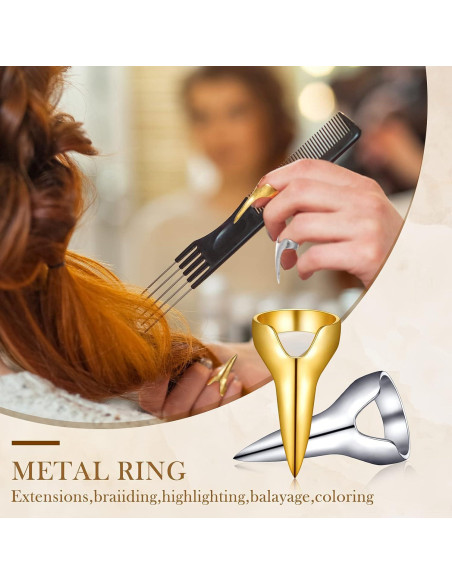 Anillos de Sección de Cabello Metal Jadive 6 Piezas Dorado y Plateado
