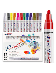 Marcadores de Pintura TFIVE Set de 12 Colores a Base de Aceite