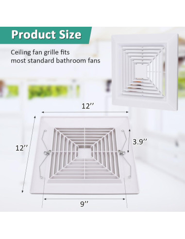 Cubierta Ventilador Extractor Baño WKZO 12x12 cm 2 Paquetes