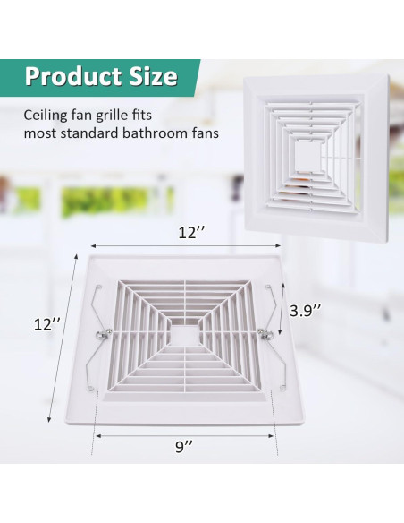 Cubierta Ventilador Extractor Baño WKZO 12x12 cm 2 Paquetes