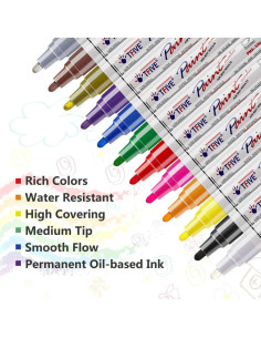Marcadores de Pintura TFIVE Set de 12 Colores a Base de Aceite 2