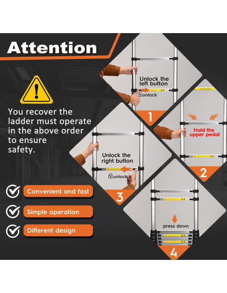 Escalera Telescópica Soctone 3.8m Aluminio 330kg Multiusos