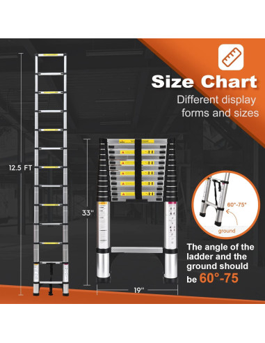 Escalera Telescópica Soctone 3.8m Aluminio 330kg Multiusos