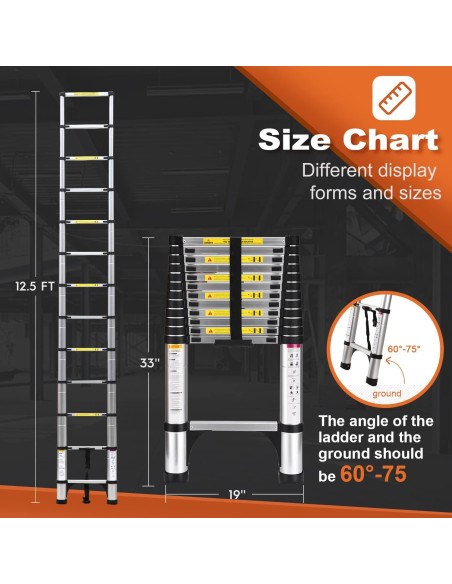 Escalera Telescópica Soctone 3.8m Aluminio 330kg Multiusos