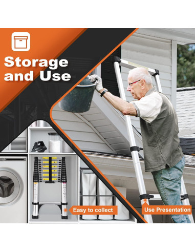Escalera Telescópica Soctone 3.8m Aluminio 330kg Multiusos