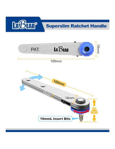 Juego de Llave de Carraca Mini LABEAR 12 Piezas Acero Vanadio