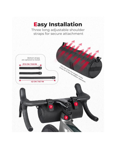 Bolsa de Manillar KEMIMOTO 2.4L Impermeable para Bicicleta