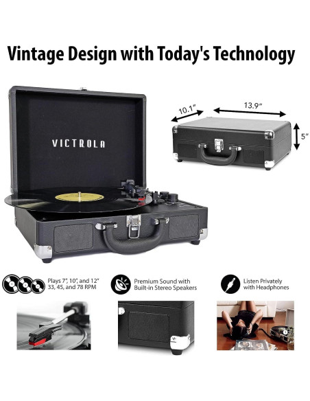 Reproductor de Vinilo Victrola Journey+ Bluetooth 3 Velocidades
