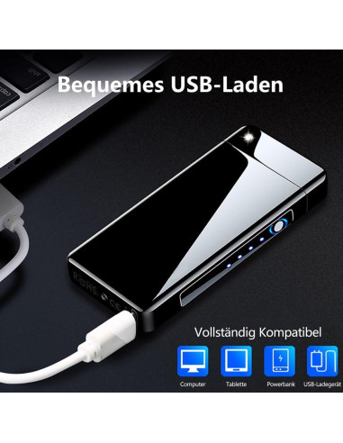 Encendedor de Arco Plasma GADATOP Recargable USB Negro