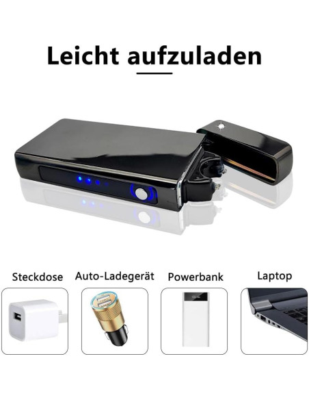 Encendedor de Arco Plasma GADATOP Recargable USB Negro