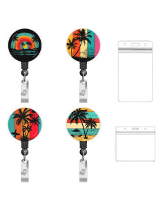 Paquete de 4 portatarjetas KAMT con carrete retráctil