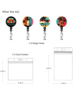 Paquete de 4 portatarjetas KAMT con carrete retráctil 2